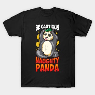 Cute & Funny Be Cautious Naughty Panda Baby Bear T-Shirt